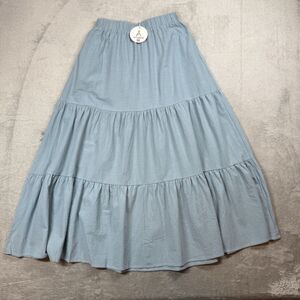 Anrabress Maxi Skirt Womens Small Blue Linen Summer Boho Flowy Tiered A-Line NWT